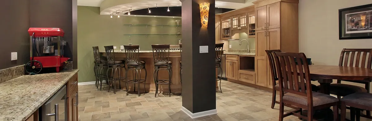 modern basement remodeling with custom finishes and open layout in a home in Miami, FL